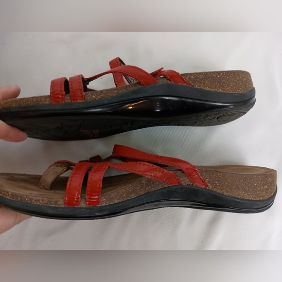 DANSKO Barbiecore Red and Brown Strappy Summer Spring Casual Sandals (#1,004) - Picture 6 of 7